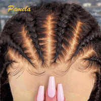 Perruque tressée à la main, avec cornrows (tresses plaquées) déjà réalisées, ligne frontale pré-épilée et nœuds pré-décolorés