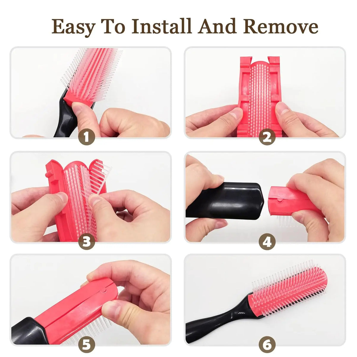 Brosse à cheveux classique à 9 rangées avec coussin souple et poils en nylon