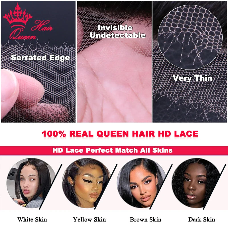 Queen Hair – Closure et frontal en dentelle HD invisible véritable