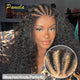 Perruque tressée à la main, avec cornrows (tresses plaquées) déjà réalisées, ligne frontale pré-épilée et nœuds pré-décolorés
