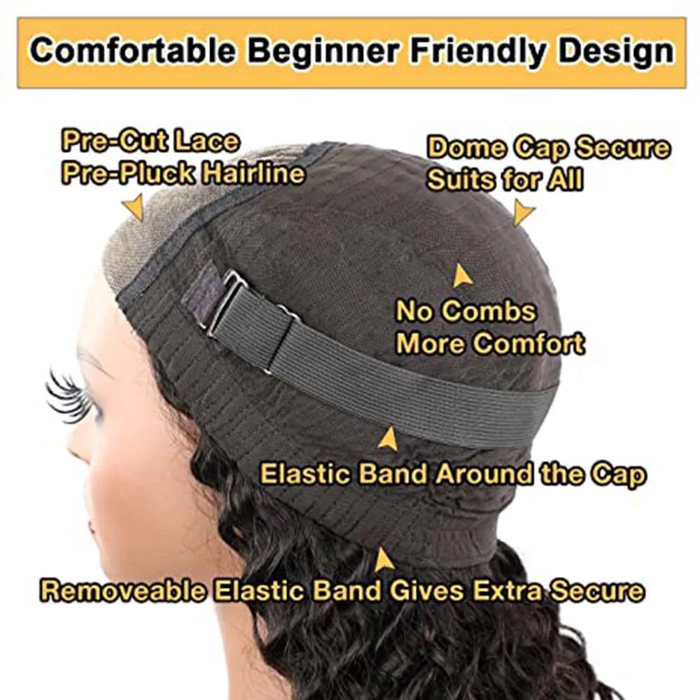 Perruque tressée à la main, avec cornrows (tresses plaquées) déjà réalisées, ligne frontale pré-épilée et nœuds pré-décolorés