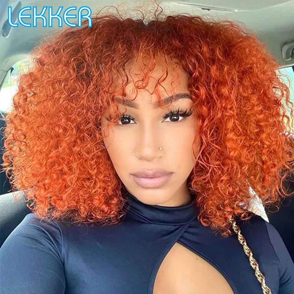Perruque courte style pixie/bob afro aux boucles crépues, colorée, en cheveux 100 % naturels